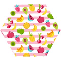 Tropical-fruits-berries-seamless-pattern Wooden Puzzle Hexagon