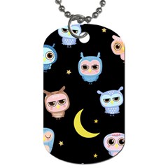 Cute-owl-doodles-with-moon-star-seamless-pattern Dog Tag (two Sides) by Salman4z
