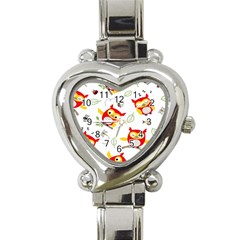 Seamless-pattern-vector-owl-cartoon-with-bugs Heart Italian Charm Watch by Salman4z