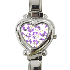 Purple-owl-pattern-background Heart Italian Charm Watch by Salman4z