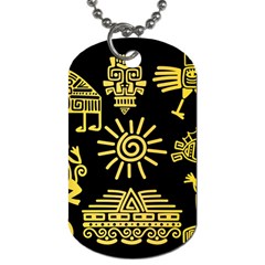 Maya-style-gold-linear-totem-icons Dog Tag (one Side) by Salman4z