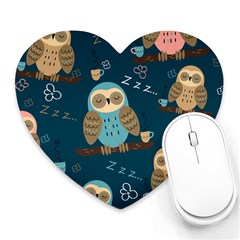 Seamless-pattern-owls-dreaming Heart Mousepad by Salman4z