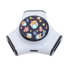 Owl-stars-pattern-background 3-port Usb Hub by Salman4z