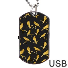 Background With Golden Birds Dog Tag Usb Flash (two Sides) by pakminggu