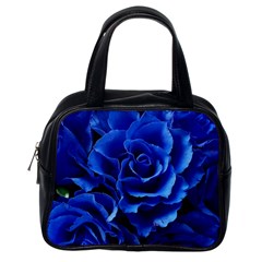 Blue Roses Flowers Plant Romance Blossom Bloom Nature Flora Petals Classic Handbag (one Side) by pakminggu