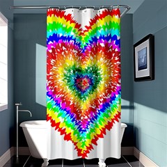 Tie Dye Heart Colorful Prismatic Shower Curtain 36  X 72  (stall)  by pakminggu