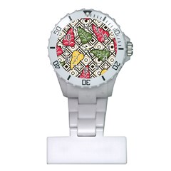 Leaves Foliage Batik Seamless Plastic Nurses Watch