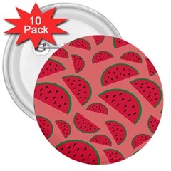 Watermelon Red Food Fruit Healthy Summer Fresh 3  Buttons (10 Pack)  by pakminggu