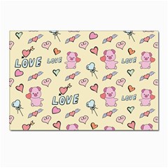 Pig Animal Love Romance Seamless Texture Pattern Postcards 5  X 7  (pkg Of 10) by pakminggu