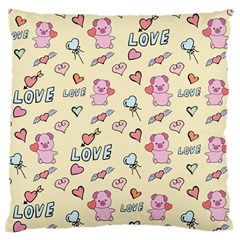 Pig Animal Love Romance Seamless Texture Pattern Large Premium Plush Fleece Cushion Case (two Sides)