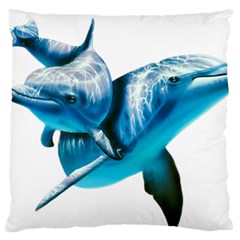 Two Dolphins Art Atlantic Dolphin Painting Animal Marine Mammal Large Cushion Case (two Sides)