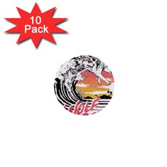 Gray Wolf Beach Waves A Wolf Animal Retro 1  Mini Buttons (10 Pack)  by pakminggu