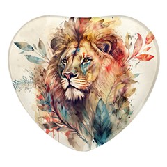 Lion Africa African Art Heart Glass Fridge Magnet (4 Pack) by pakminggu