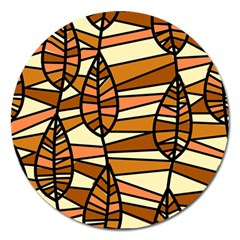 Autumn Leaf Mosaic Seamless Magnet 5  (round)