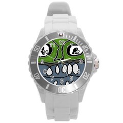 Extreme Closeup Angry Monster Vampire Round Plastic Sport Watch (l) by dflcprintsclothing