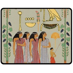 Egyptian Paper Women Child Owl Two Sides Fleece Blanket (medium) by Mog4mog4