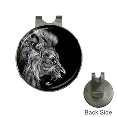 Roar Angry Male Lion Black Hat Clips With Golf Markers by Mog4mog4