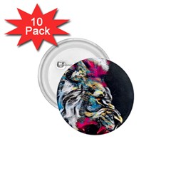Angry Male Lion Roar 1 75  Buttons (10 Pack)