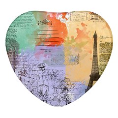 Scrapbook Paris Vintage France Heart Glass Fridge Magnet (4 Pack)