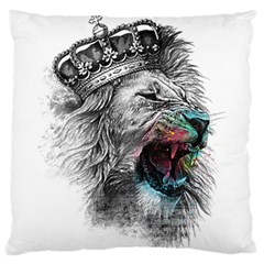 Lion King Head Large Premium Plush Fleece Cushion Case (two Sides) by Mog4mog4