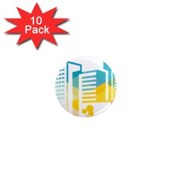 Silhouette Cityscape Building Icon Color City 1  Mini Magnet (10 Pack)  by Mog4mog4