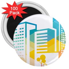 Silhouette Cityscape Building Icon Color City 3  Magnets (100 Pack) by Mog4mog4