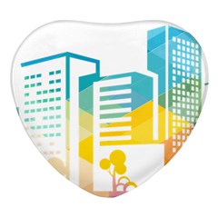 Silhouette Cityscape Building Icon Color City Heart Glass Fridge Magnet (4 Pack) by Mog4mog4