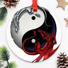 Yin And Yang Chinese Dragon Ornament (round) by Mog4mog4