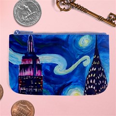 Starry Night In New York Van Gogh Manhattan Chrysler Building And Empire State Building Large Coin Purse by Mog4mog4