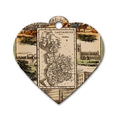 Antique Map Railway Lines Railway Train Char Dog Tag Heart (two Sides) by Mog4mog4