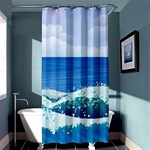 Illustration Landscape Sea Ocean Waves Beach Blue Shower Curtain 36  x 72  (Stall)  Curtain(36 X72 ) - 33.26 x66.24  Curtain(36 X72 )