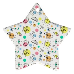 Summer Pattern Colorful Drawing Doodle Star Ornament (two Sides)