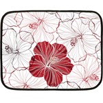 Red Hibiscus Flowers Art Two Sides Fleece Blanket (Mini) 35 x27  Blanket Back