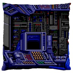 Blue Computer Monitor With Chair Game Digital Wallpaper, Digital Art Standard Premium Plush Fleece Cushion Case (two Sides) by Bakwanart