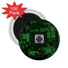 Technology Computer Chip Electronics Industry Circuit Board 2 25  Magnets (100 Pack)  by Bakwanart