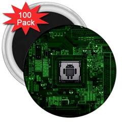 Technology Computer Chip Electronics Industry Circuit Board 3  Magnets (100 Pack) by Bakwanart