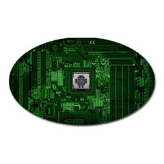 Technology Computer Chip Electronics Industry Circuit Board Oval Magnet by Bakwanart