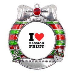 I Love Passion Fruit Metal X mas Ribbon With Red Crystal Round Ornament by ilovewhateva