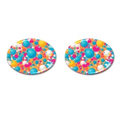 Circles Art Seamless Repeat Bright Colors Colorful Cufflinks (oval) by 99art