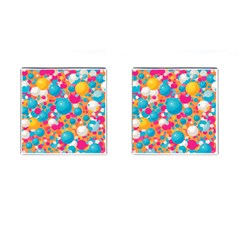 Circles Art Seamless Repeat Bright Colors Colorful Cufflinks (square) by 99art