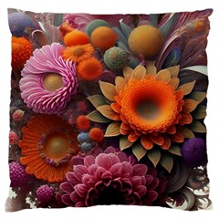 Flowers Flower Blossoms Petals Blooms Large Premium Plush Fleece Cushion Case (one Side)