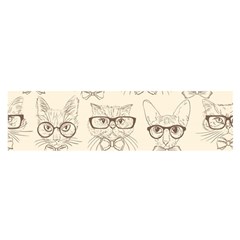 Seamless Pattern Hand Drawn-cats-with Hipster Accessories Oblong Satin Scarf (16  X 60 ) by Vaneshart