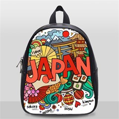 Earthquake And Tsunami Drawing Japan Illustration School Bag (small) by Vaneshart