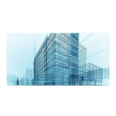 Architecture Blue Drawing Engineering City Modern Building Exterior Satin Wrap 35  X 70  by 99art