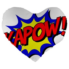 Kapow-comic-comic-book-fight Large 19  Premium Flano Heart Shape Cushions