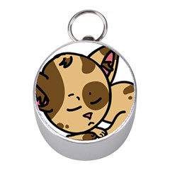 Cat-cartoon-pet-kitten-character Mini Silver Compasses by 99art