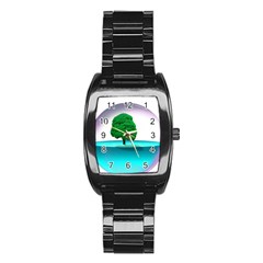 Crystal-ball-sphere-cartoon Color Background Stainless Steel Barrel Watch by 99art