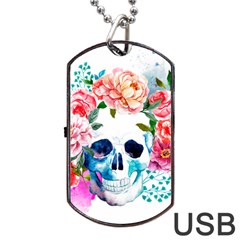 Day Of The Dead Skull Art Dog Tag Usb Flash (one Side) by 99art