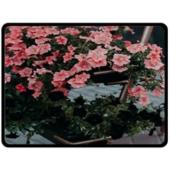 Pink Peony  Flower Two Sides Fleece Blanket (large)