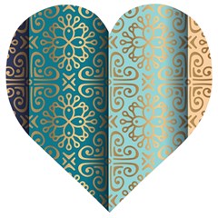 Gold Pattern Texture Golden Ornament Wooden Puzzle Heart